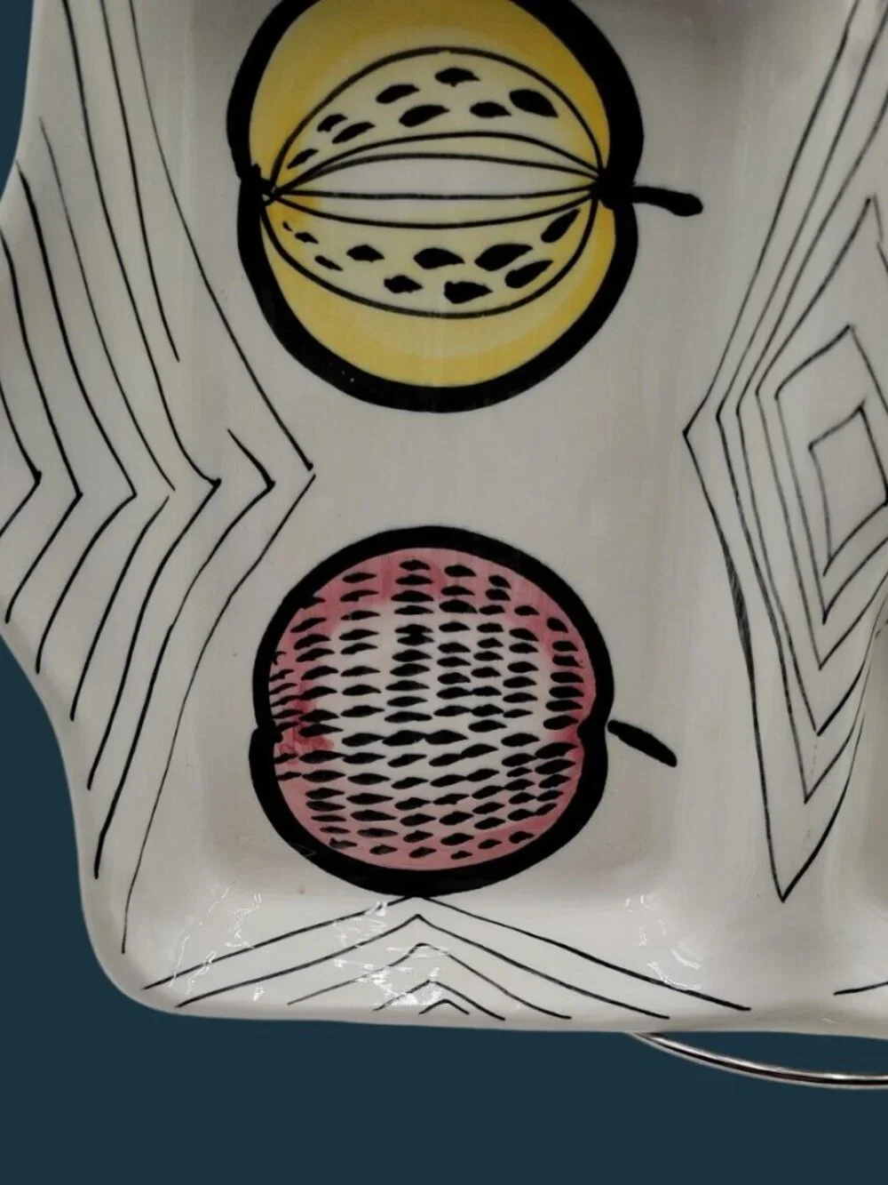 VTG Italian Majolica Divided Serving Dish Dolce Ware Jay Willfred Co 1950s Style
